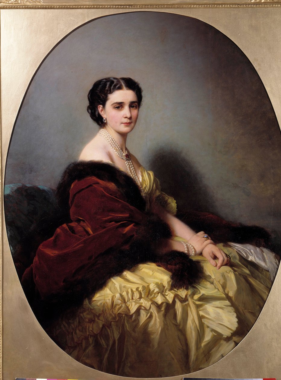 Porträtt av Madame Narychkin (eller Narychkin eller Narychkina) Målning och omslag Winterhalter (1806-1873) av Franz Xaver Winterhalter