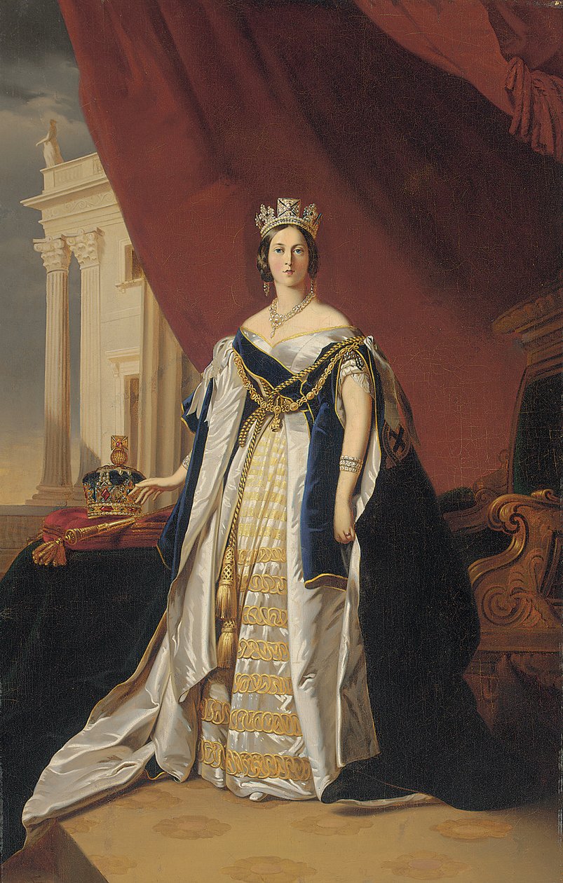 Porträtt av drottning Victoria i kröningsdräkt av Franz Xaver Winterhalter