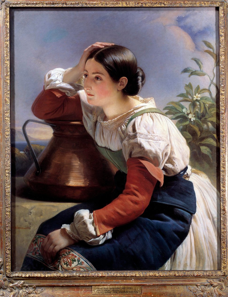 Porträtt av en ung italienare vid brunnen Målning av Xaver Winterhalter (1806-1873) 1833. Privat samling av Franz Xaver Winterhalter