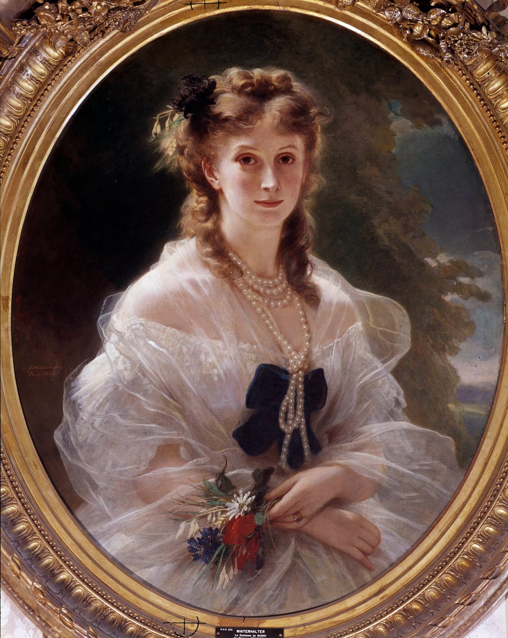 Porträtt av hertiginnan av Morny, prinsessan Troubestkoy (eller Troubeztkoy). Målning av Franz Xaver Winterhalter (1806-1873) av Franz Xaver Winterhalter
