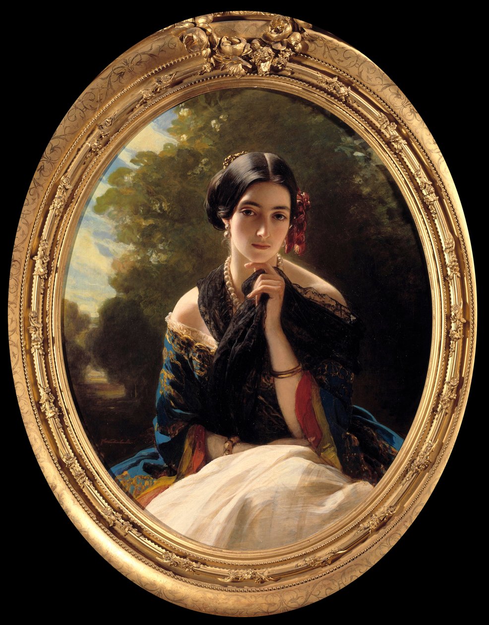 Porträtt av prinsessan av Sayn Wittgenstein Sayn (Sayn-Wittgenstein) Målning av Xaver Winterhalter (1806-1873) 1849. Privat samling av Franz Xaver Winterhalter