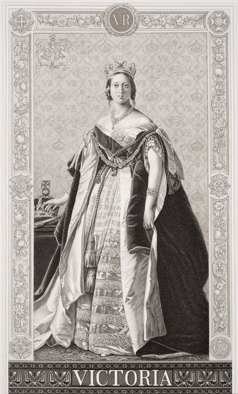 Drottning Victoria (1819-1901) från "Illustrationer av engelsk och skotsk historia" volym II av Franz Xaver Winterhalter