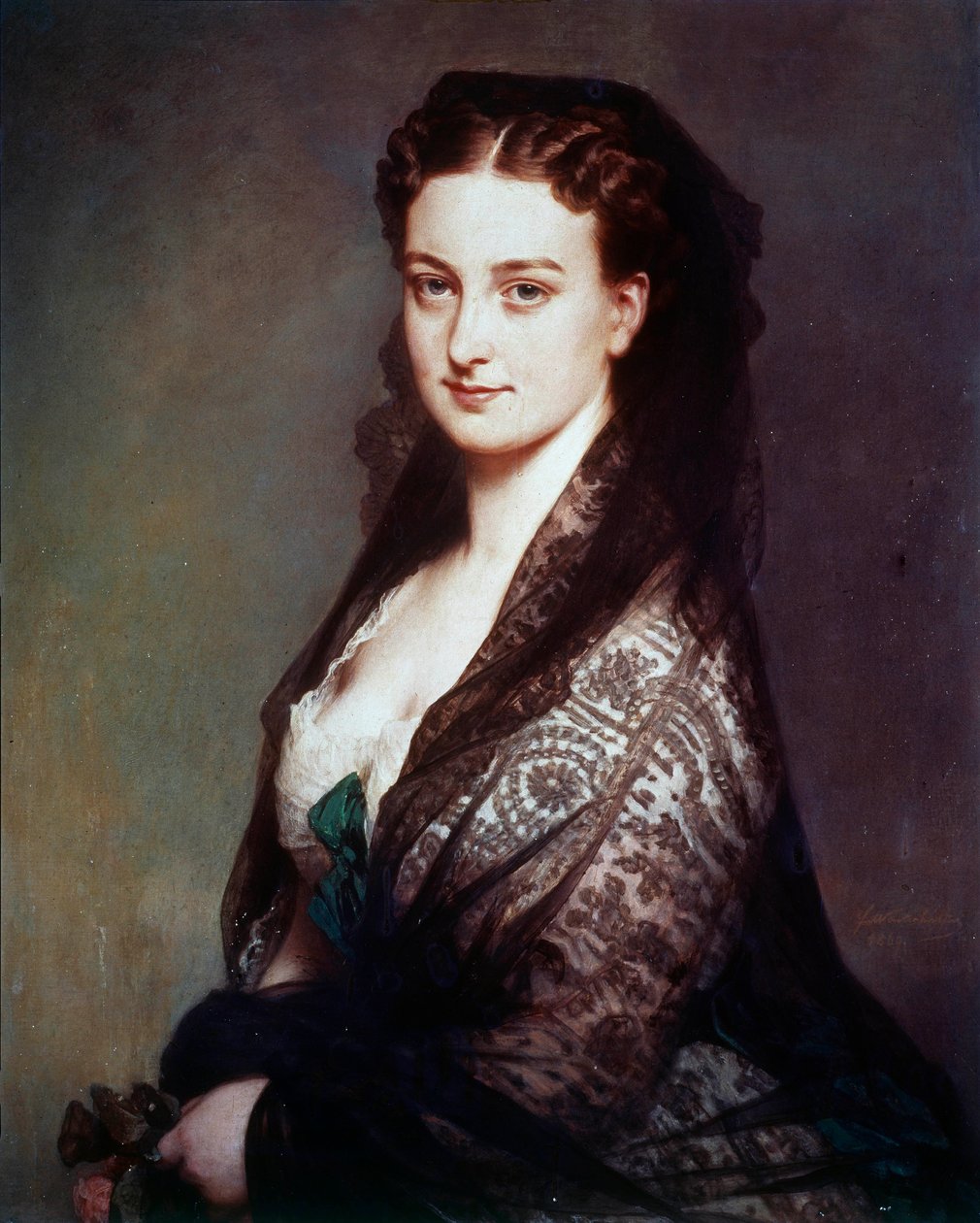 Det okända har mantillmålningen av Franz Xavier Winterhalter (1806-1873). 1869. Dim. 0,80 X 0,65 m. Compiegne, slottsmuseum av Franz Xaver Winterhalter