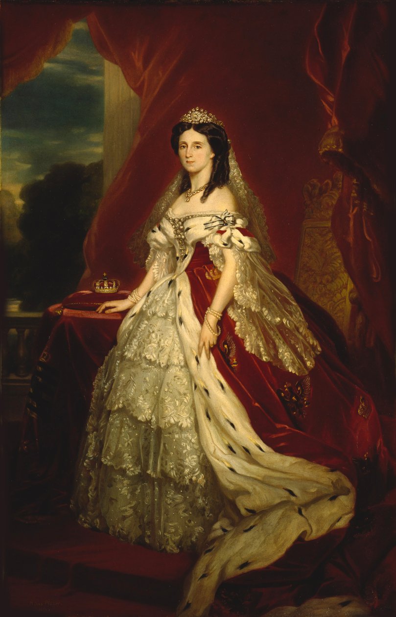 Prinsessan Augusta av Saxe-Weimar-Eisenach 1811-1890, drottning av Preussen, ca 1859. av Franz Xaver Winterhalter School of .