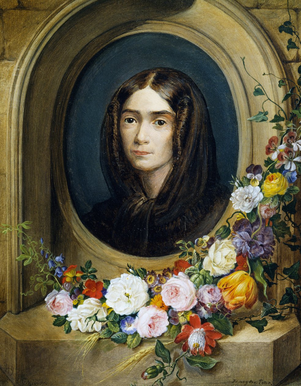 Porträtt av Katharina Petter (född 1849). Målning av Franz Xavier Petter (1791-1866) av Franz Xavier Petter