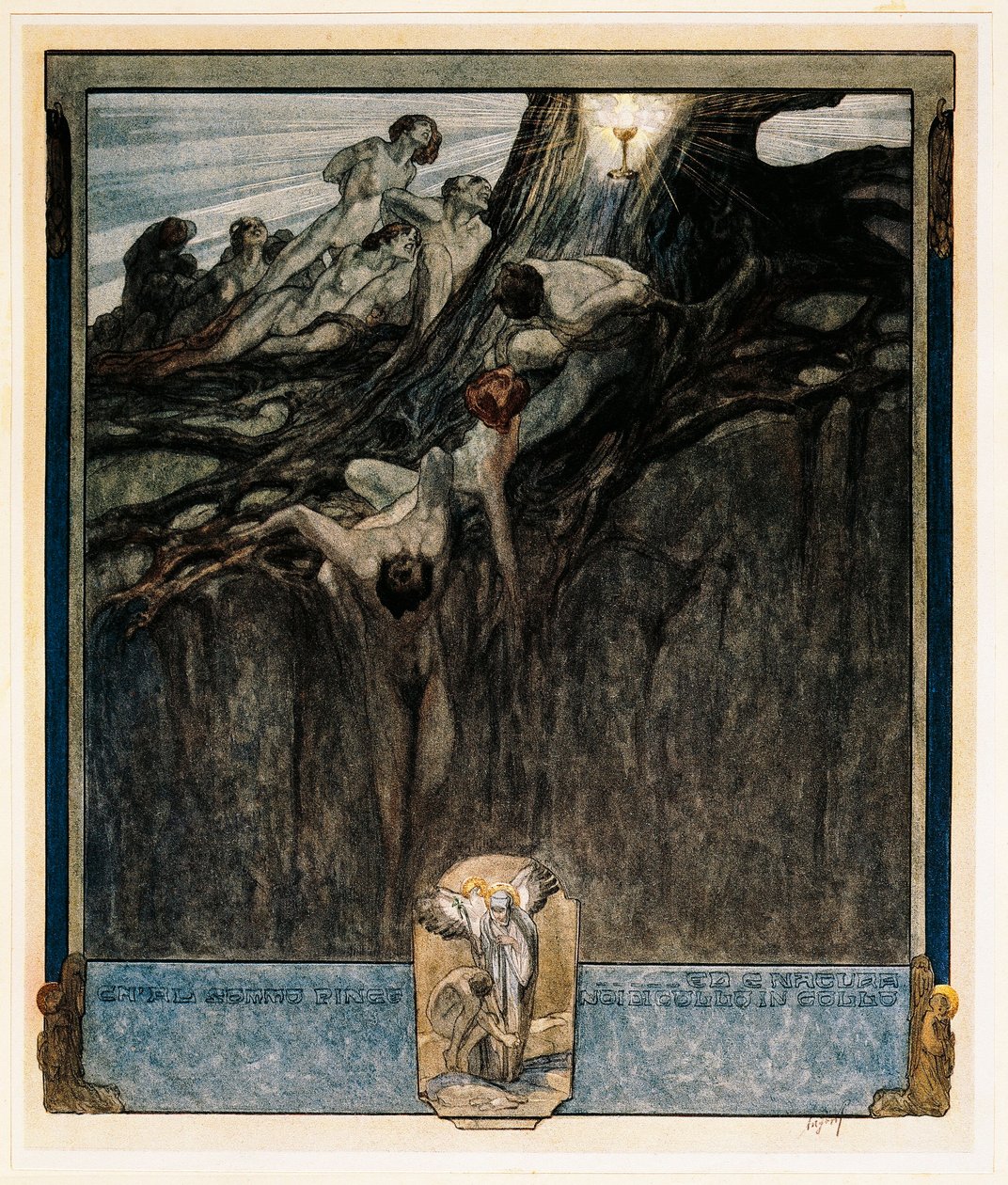 Österrike, Wien, Illustration av Dante Alighieris gudomliga komedi (himlen, sång IV) av Franz von Bayros av Franz von (1866 1924) Bayros