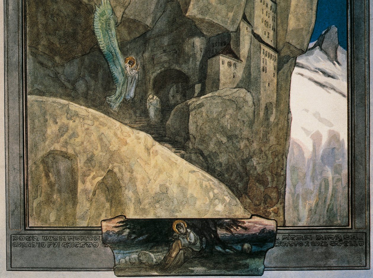 Österrike, Wien, Illustration av Dante Alighieris gudomliga komedi (himlen, sång XXI) av Franz von Bayros, detalj av Franz von (1866 1924) Bayros