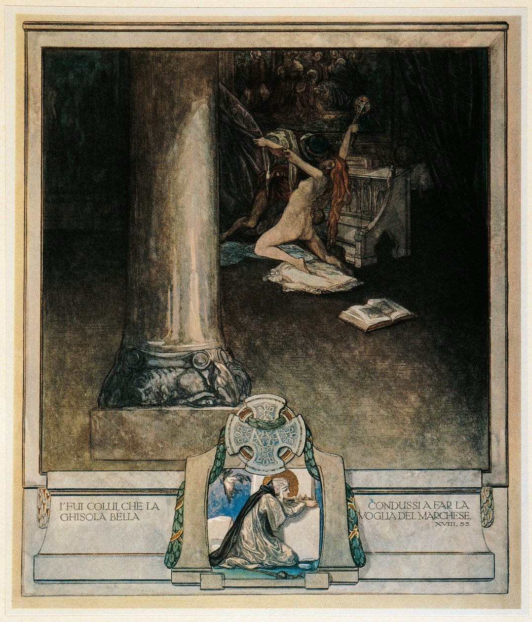 Österrike, Wien, Illustration av Dante Alighieris gudomliga komedi (Helvetet, sång XVIII) av Franz von Bayros av Franz von (1866 1924) Bayros