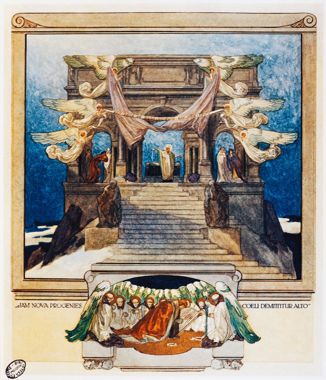 Och ny avkomma stiger ned från himlen, Vers 72, Purgatorio, Canto XXII, Den gudomliga komedin, av Dante Alighieri (1265-1325), illustration av Franz Von Bayros (1866-1924), Wien av Franz von  Bayros