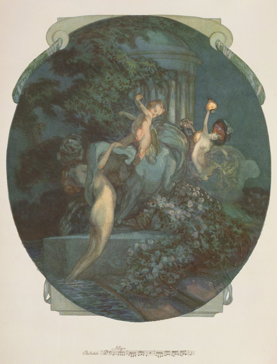 Kentaur, nymfer och Amor av Franz von Bayros (1866 1924)