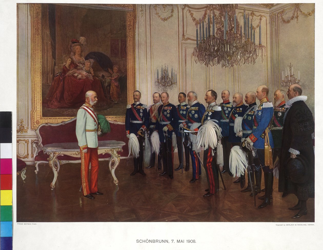 Besök av den tyske förbundsfursten den 8 maj 1908 på slottet Schönbrunn av Franz von (after) Capot