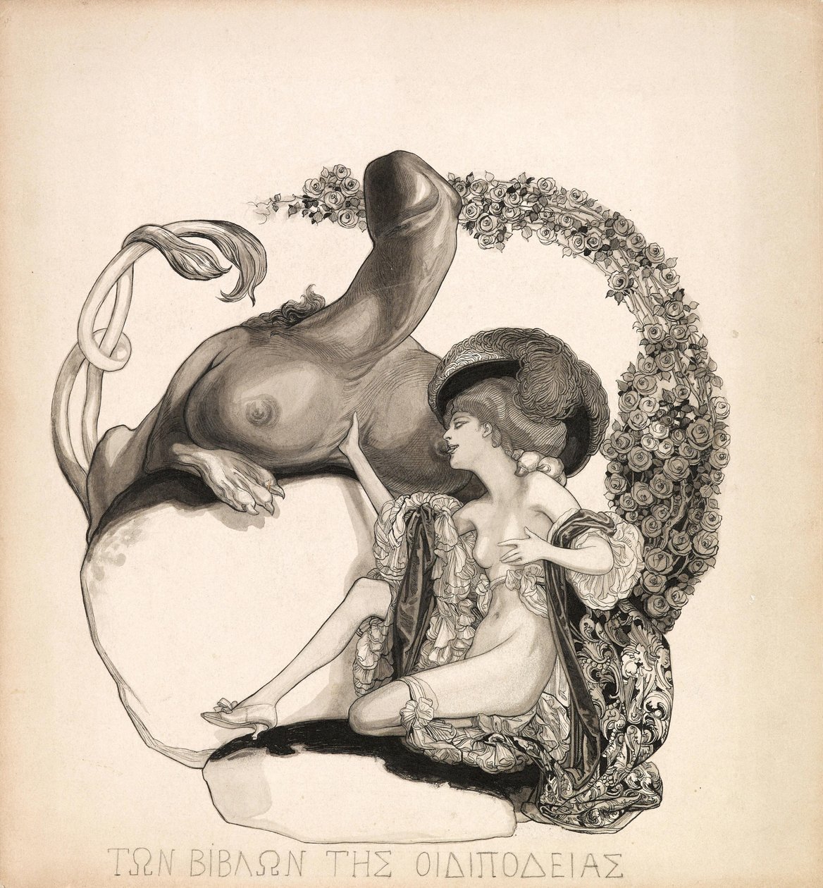 Erotisk illustration, ca. 1912. av Franz von Bayros