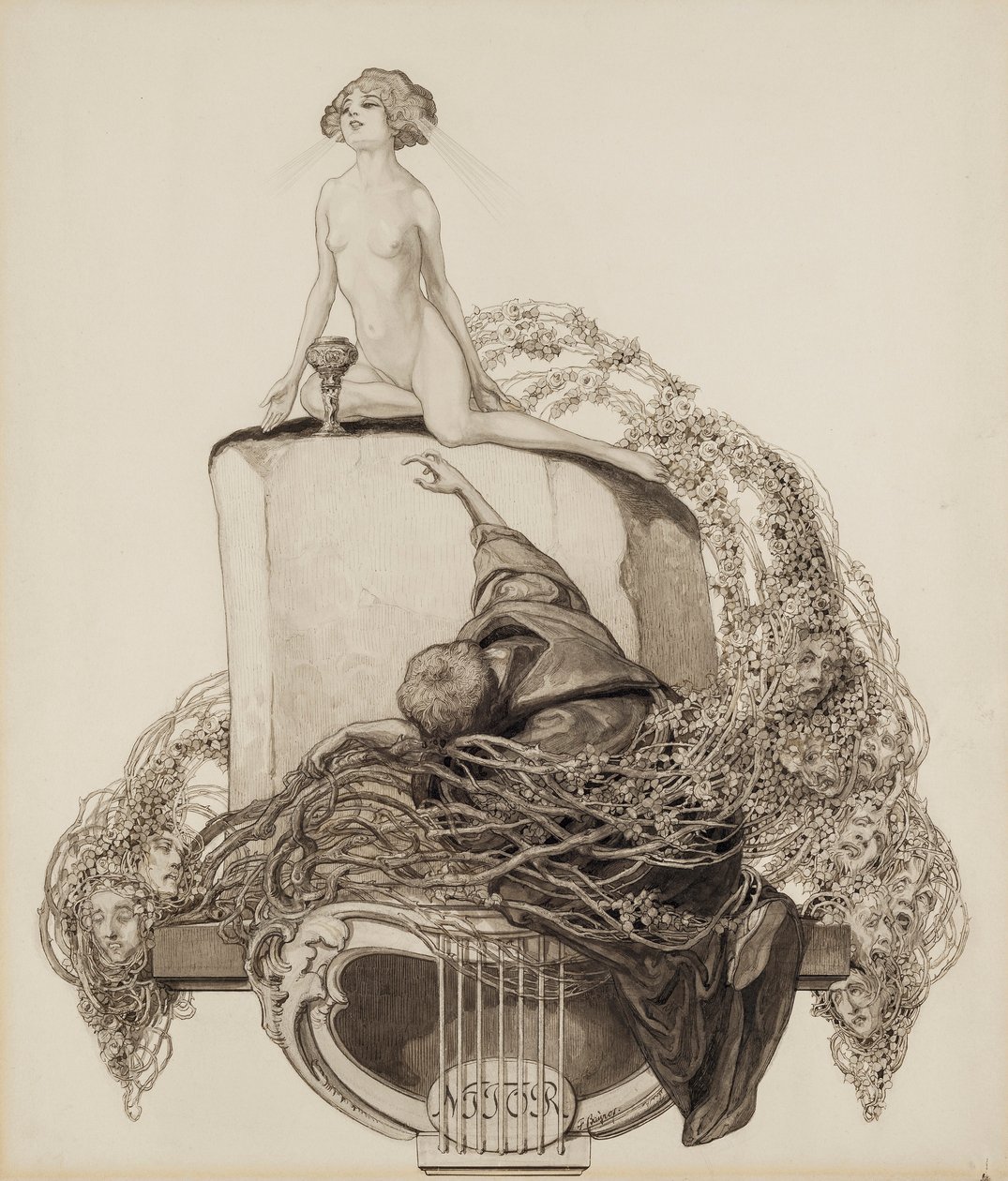 Ex Libris Walther och Amelia Fahrenhorst av Franz von Bayros