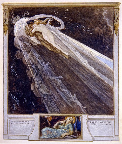 Illustration från Dantes gudomliga komedi, Inferno, Canto V. 77, 1921 (wc på papper) av Franz von Bayros
