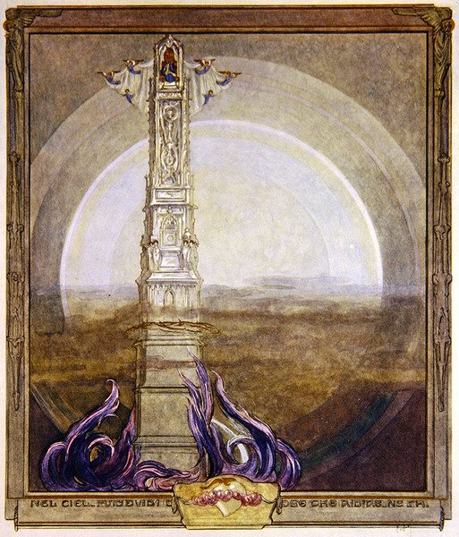 Illustration från Dantes gudomliga komedi, Paradiso, Canto I, 1921 (wc på papper) av Franz von Bayros