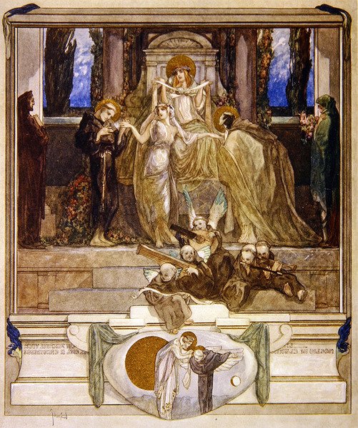 Illustration från Dantes gudomliga komedi, Paradiso, Canto XI, 1921 (wc på papper) av Franz von Bayros