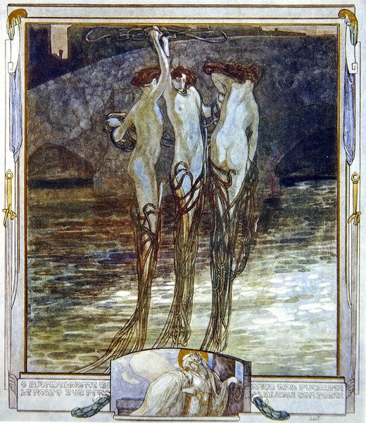 Illustration från Dantes gudomliga komedi, Paradiso, Canto XVI, 1921 (wc på papper) av Franz von Bayros