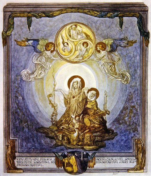 Illustration från Dantes gudomliga komedi, Paradiso, Canto XXIV, 1921 (wc på papper) av Franz von Bayros