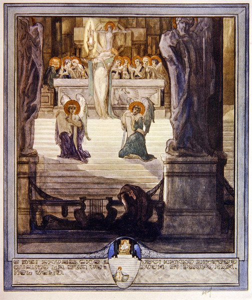 Illustration från Dantes gudomliga komedi, Paradiso, Canto XXVIII, 1921 (wc på papper) av Franz von Bayros