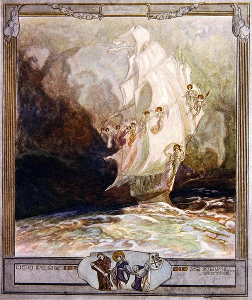 Illustration från Dantes Divine Comedy, Paradise, Canto XXVII, 1921 (wc på papper) av Franz von Bayros