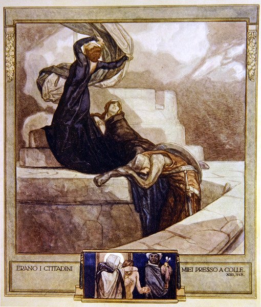 Illustration från Dantes gudomliga komedi, skärselden, Canto XIII: 115, 1921 (wc på papper) av Franz von Bayros