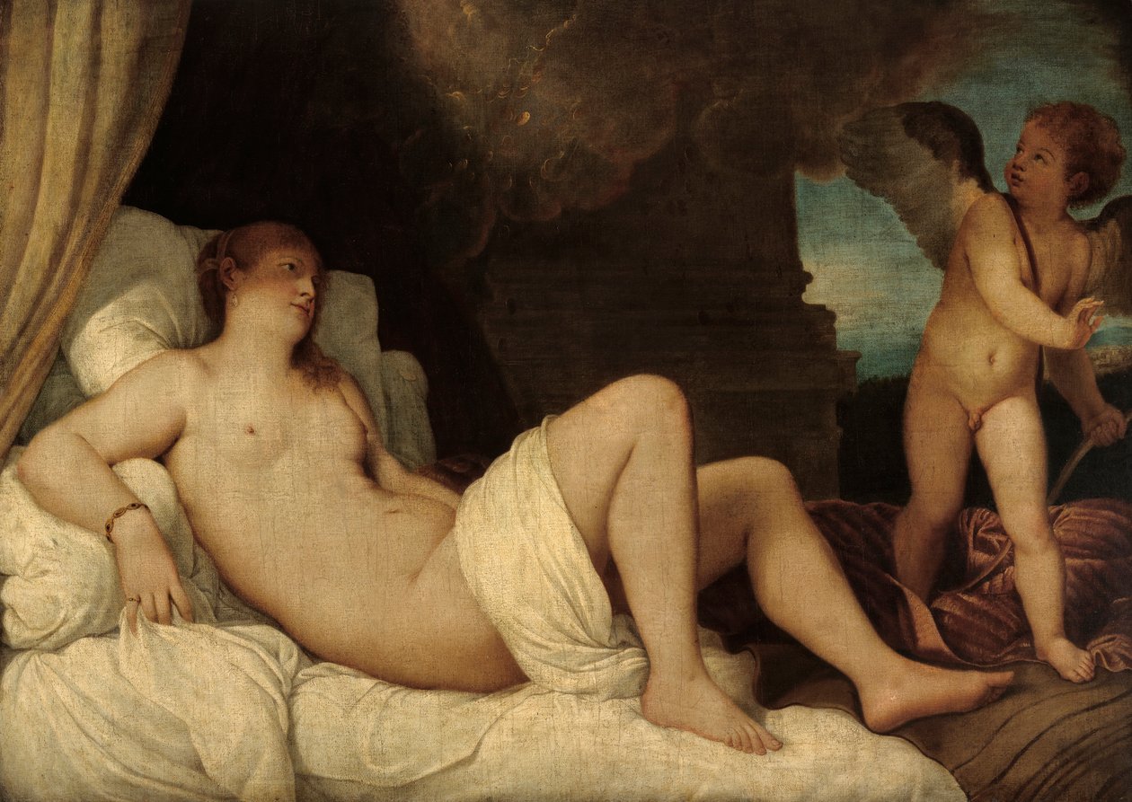 Danaë, kopia efter Tizians målning i Neapel av Franz von Lenbach