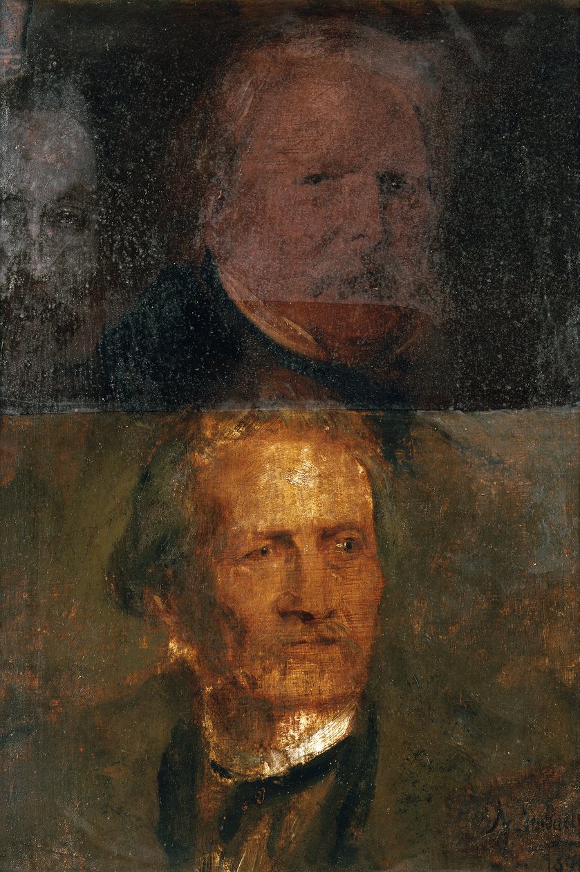 Porträttstudier (Moritz von Schwind och Gottfried Semper) av Franz von Lenbach