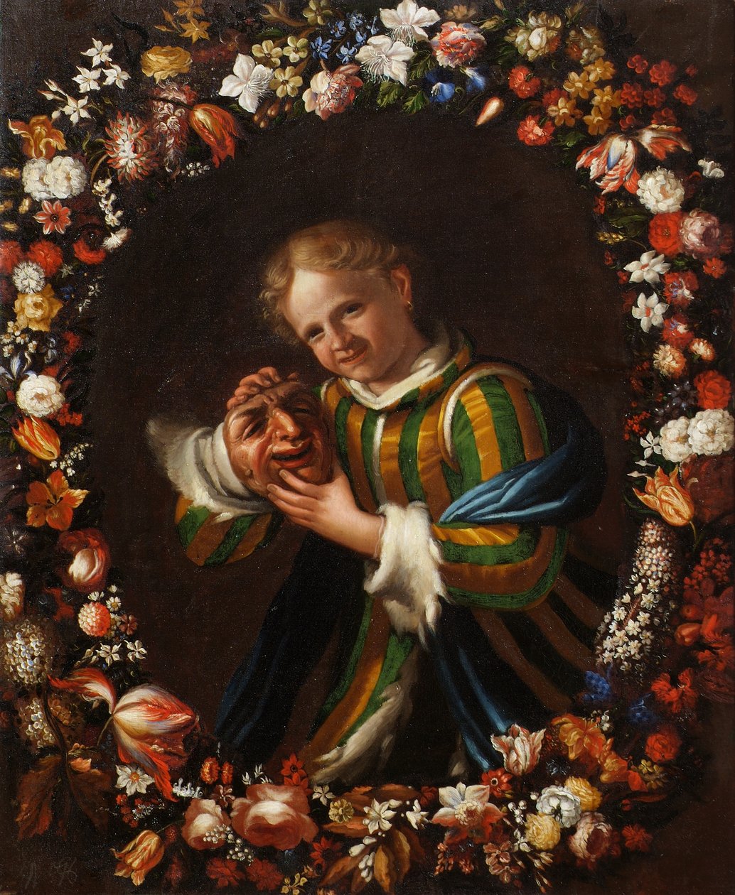 Barn med en larv i en krans av blommor av Franz von Margety