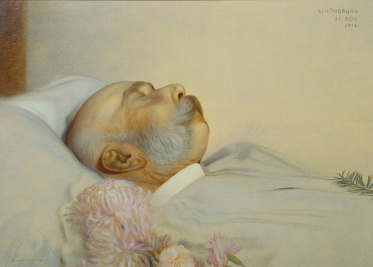 Kejsar Franz Josef I på sin dödsbädd av Franz von Matsch