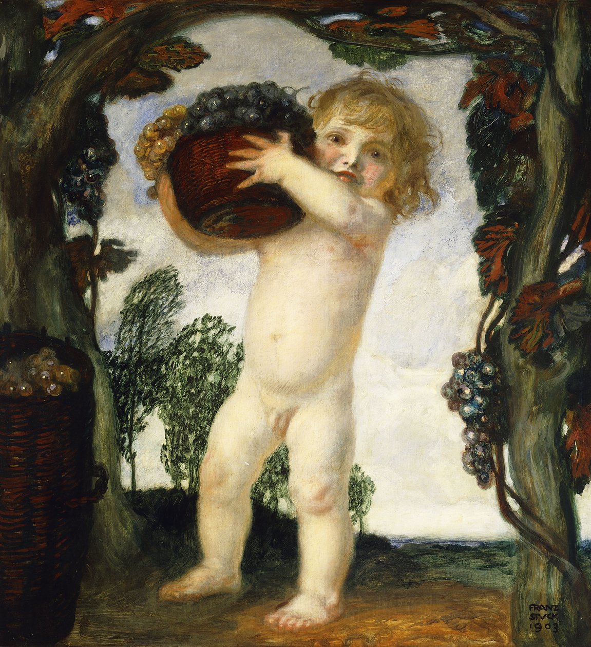 pojke med druvor; Pojke med vindruvor, 1903 av Franz von Stuck