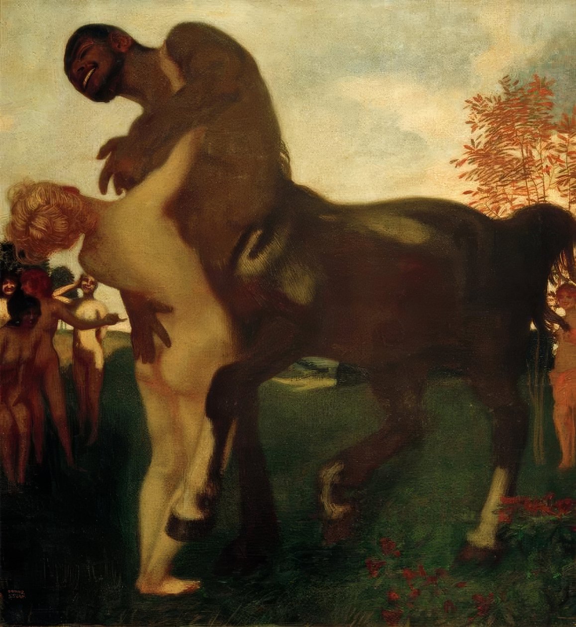 Kentaur och nymf av Franz von Stuck
