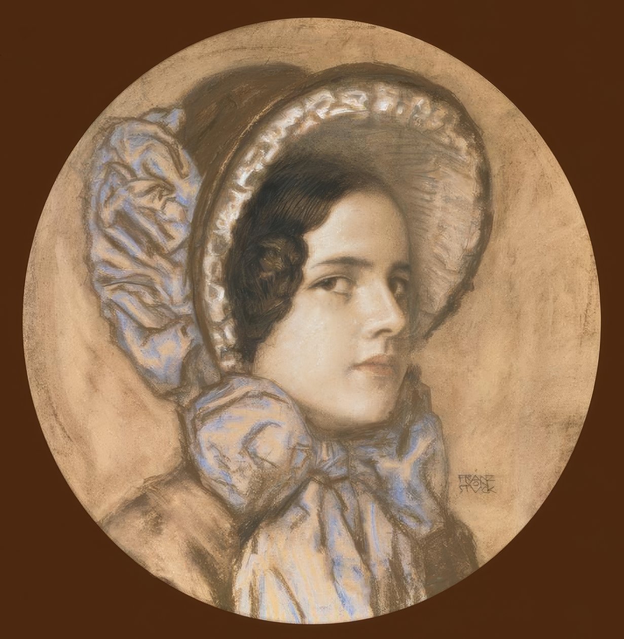 Franz v. Stuckatur, porträtt av Maria / pastell av Franz von Stuck