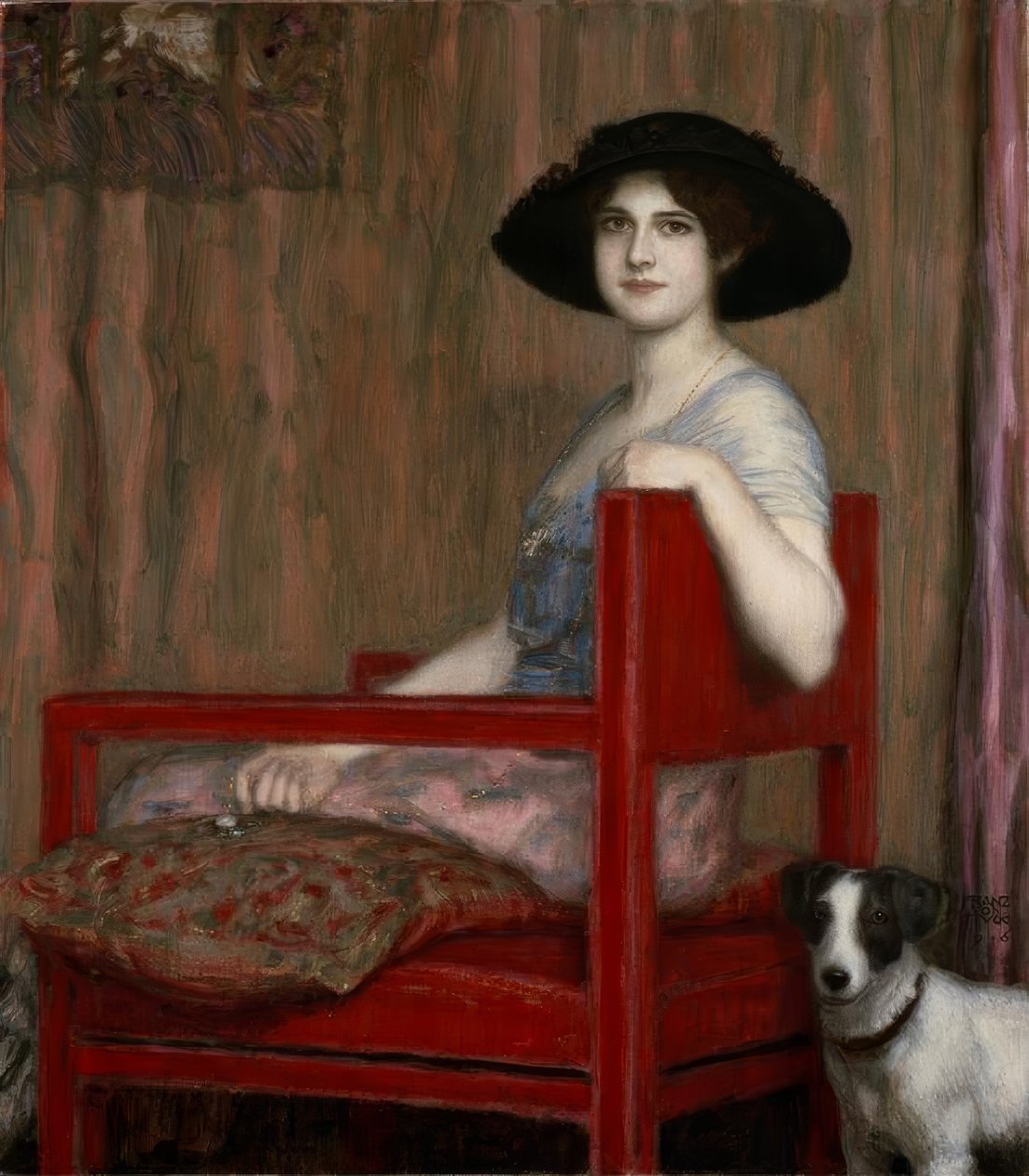 Mary von Fast i en röd fåtölj av Franz von Stuck