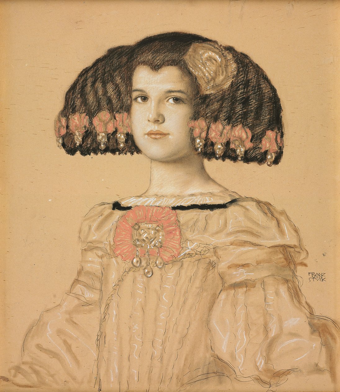 Porträtt av Maria, konstnärens dotter, i spansk kostym, 1908 av Franz von Stuck