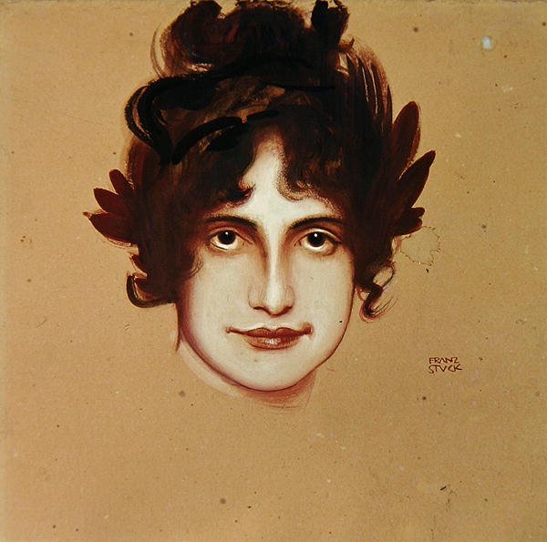 Porträtt av en kvinna, ca 1896 (olja på papper) av Franz von Stuck