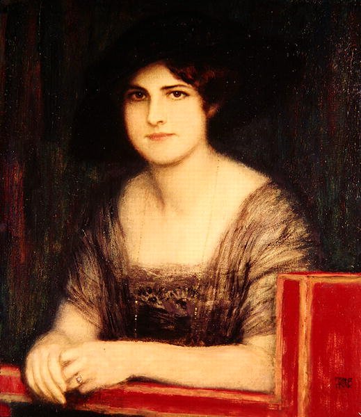 Porträtt av konstnärens dotter, Mary, ca 1916 (olja) av Franz von Stuck