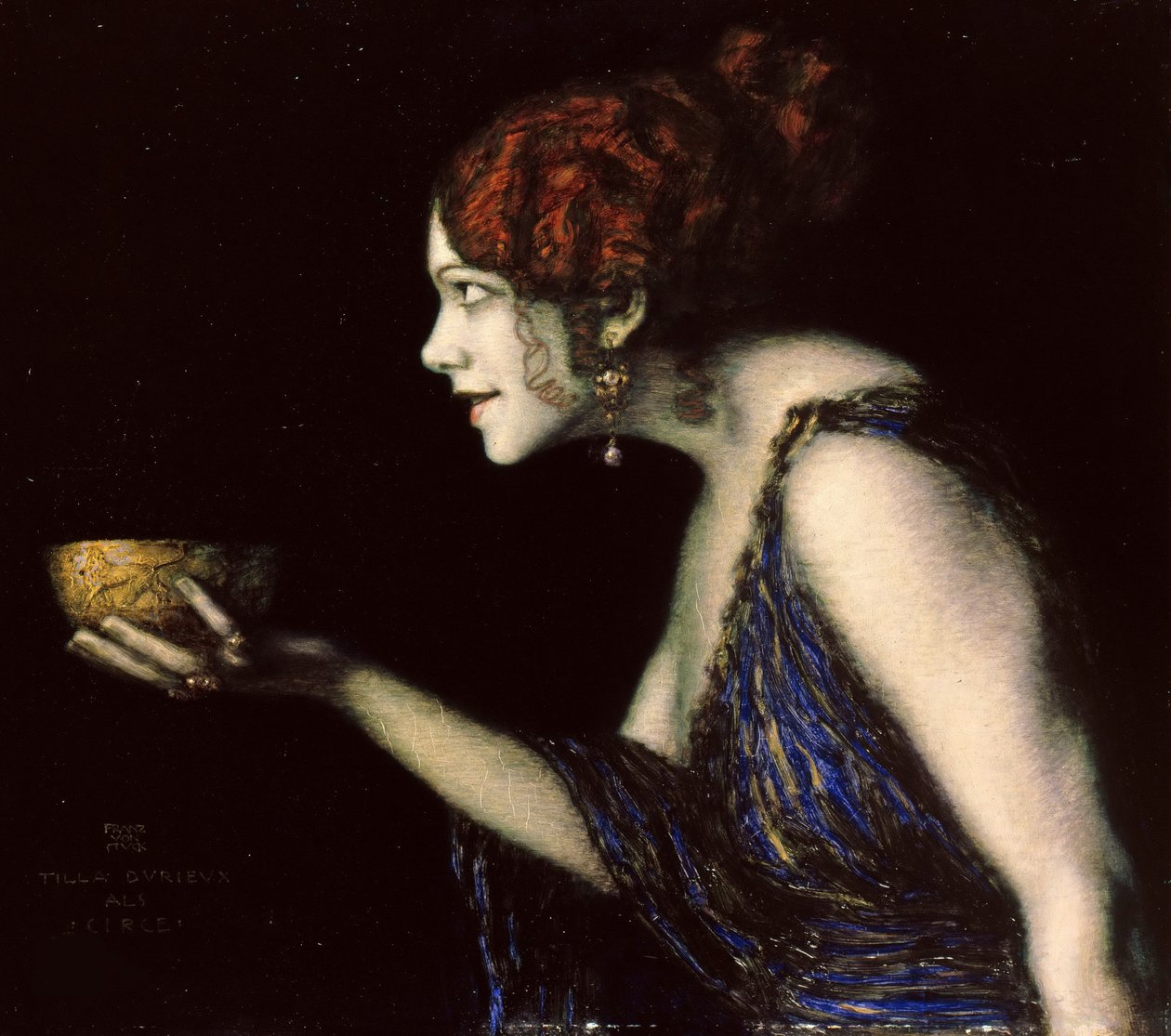 Tilla Durieux 1880-1971 som Circe, c.1913. av Franz von Stuck
