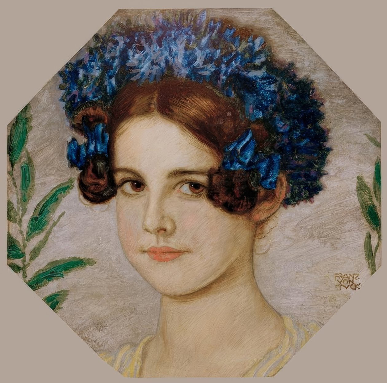 Konstnärens dotter med blåklint i håret av Franz von Stuck