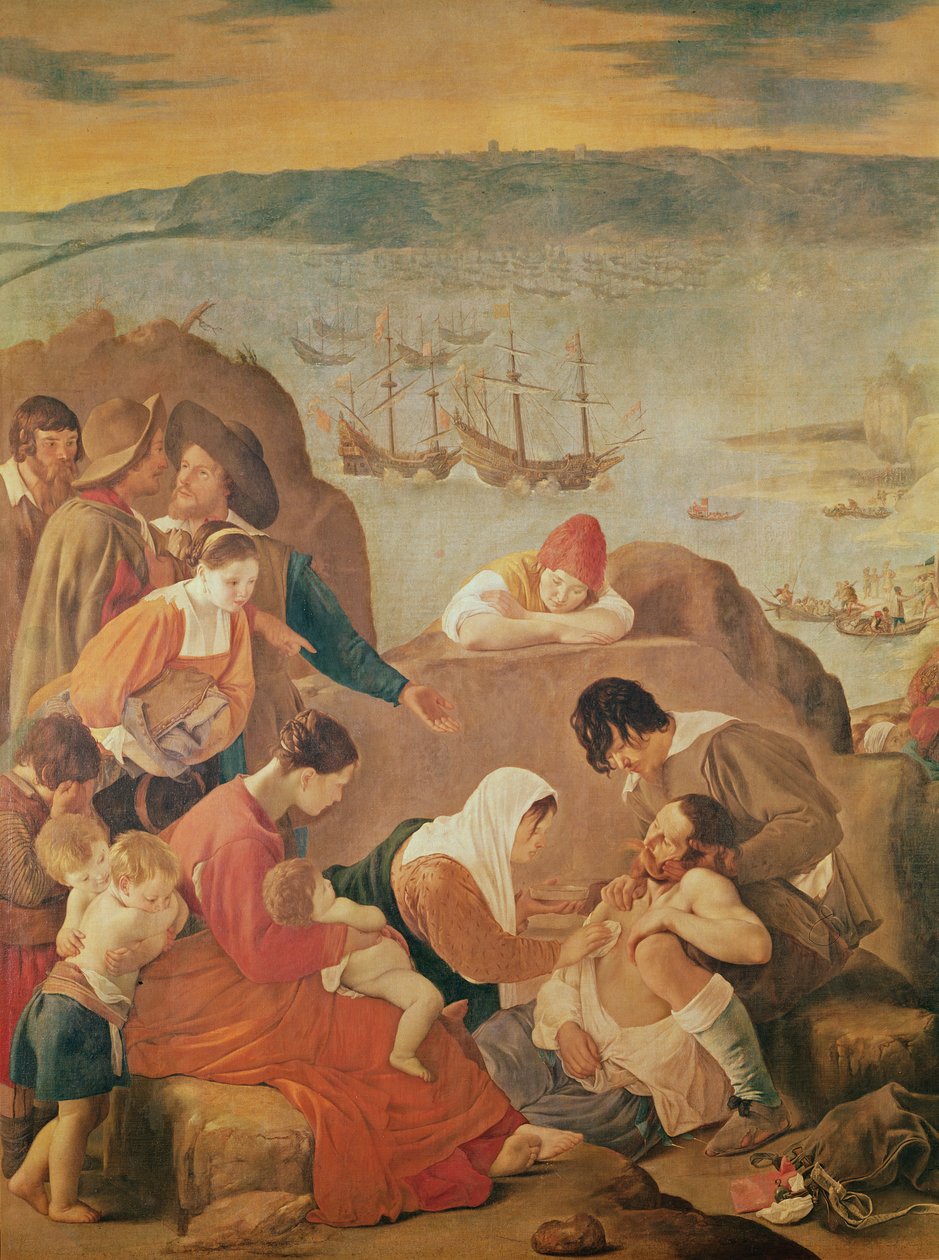 Vård av kvinnor efter slaget vid återerövringen av San Salvadorbukten, Brasilien av Juan Bautista Maíno