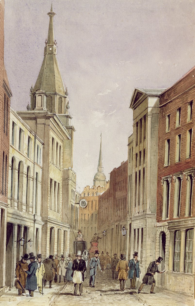 Lombard Street East, med St. Edmund the King, ca 1850 av Frederick Shepherd