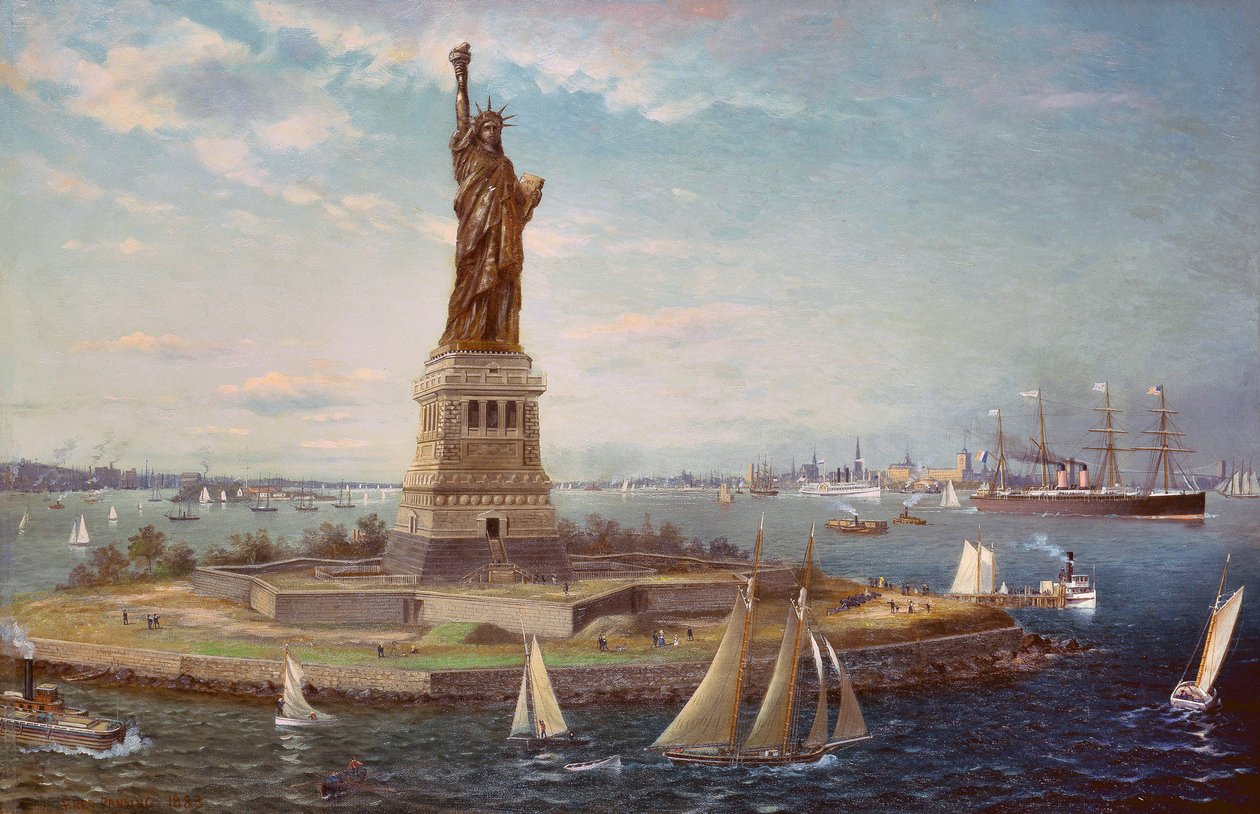 Liberty Island, New Yorks hamn, 1883 av Fred Pansing