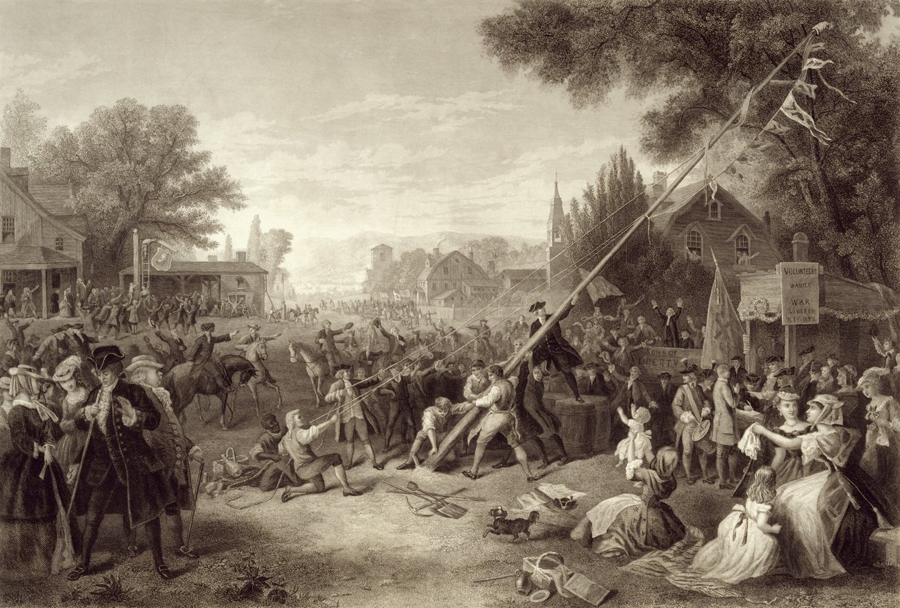 Raising the Liberty Pole, 1776, graverad av John C. McRae, 1875 av Frederic A. Chapman