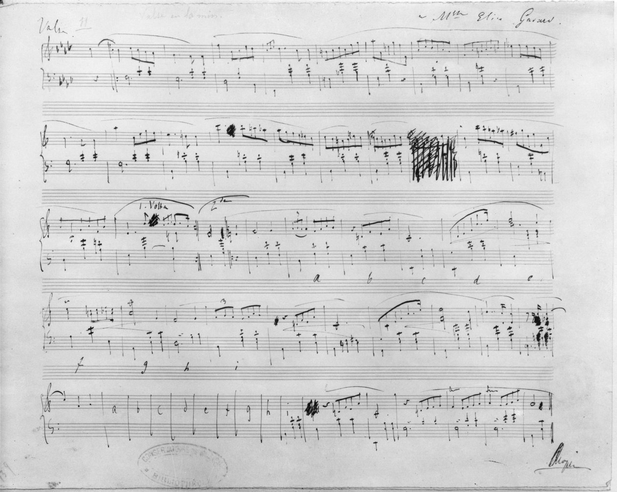 Ms.117, vals i f-moll, opus 70, nummer 2, tillägnad Elise Gavard av Frederic Chopin