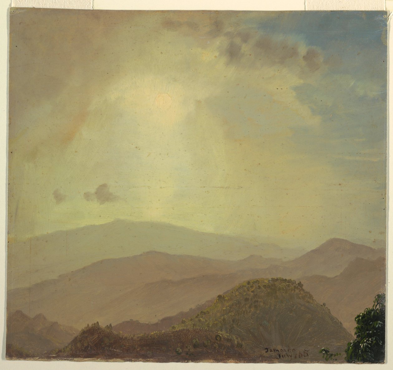 Teckning, Hilltop vid solnedgången, juli 1865 av Frederic Edwin Church