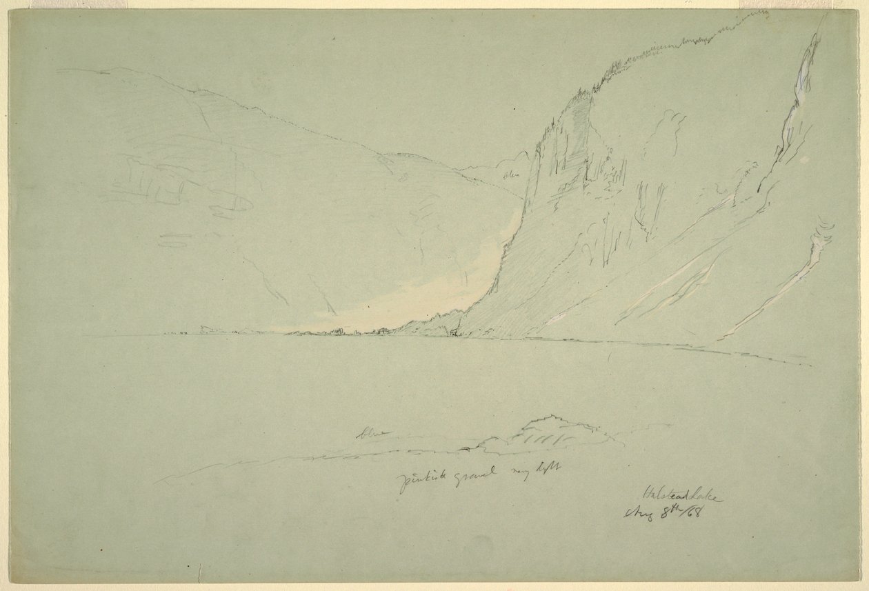Ritning, landskap nära Österrike, 5 augusti 1868 av Frederic Edwin Church