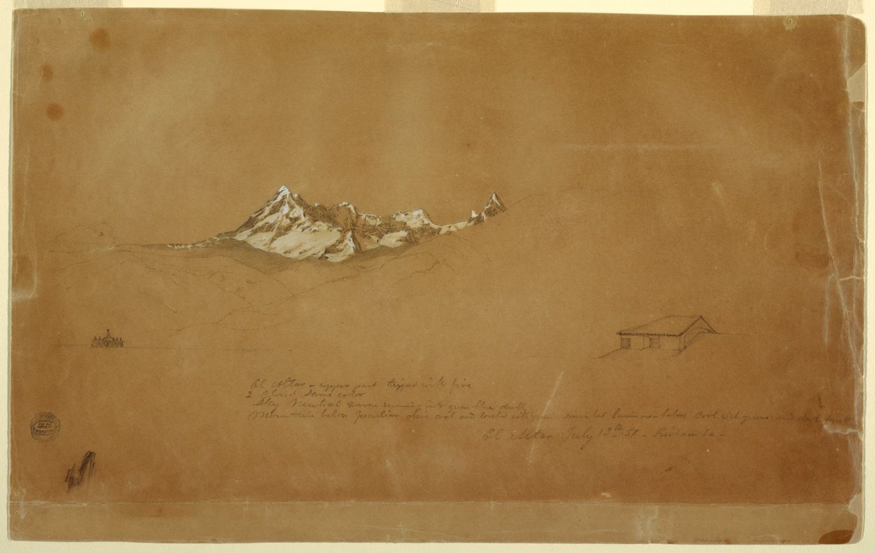 Ritning, Mount Altar, Ecuador av Frederic Edwin Church