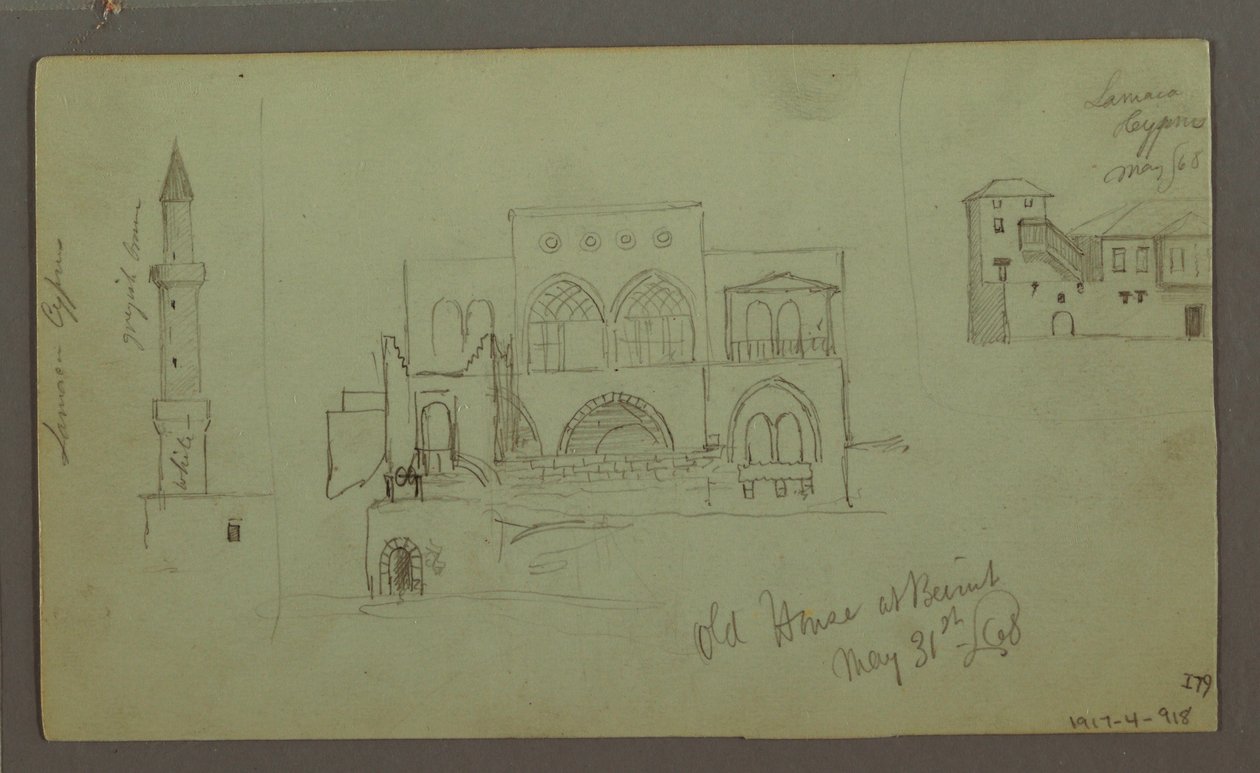 Ritning, Gamla huset, Beirut, 1868 av Frederic Edwin Church