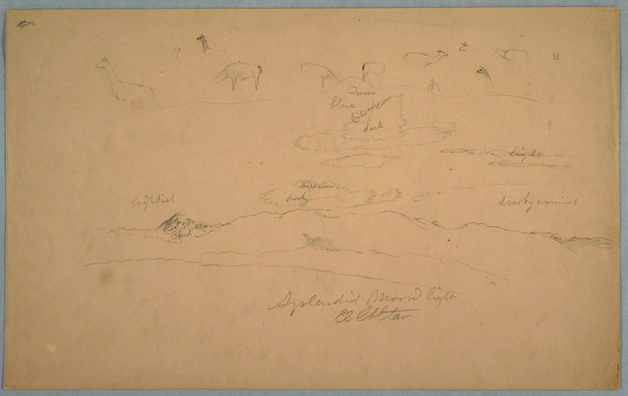 Ritning, utsikt över Ecuador av Frederic Edwin Church