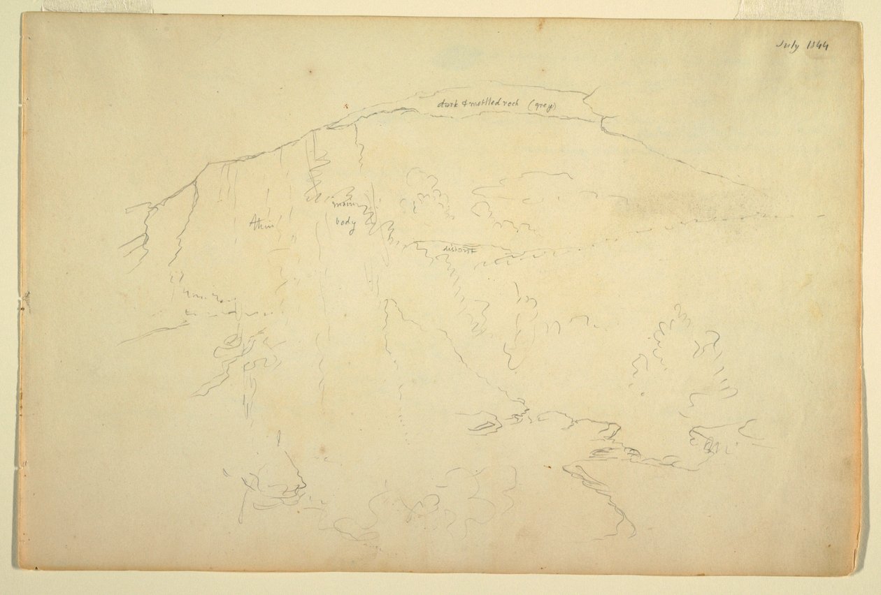 Drawing, Wooded Hillside, Catskill Mountains, juli 1844 av Frederic Edwin Church
