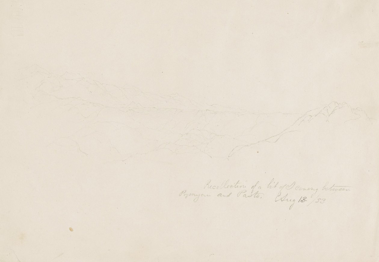 Bergigt landskap mellan Popyan och Pasto, Colombia av Frederic Edwin Church
